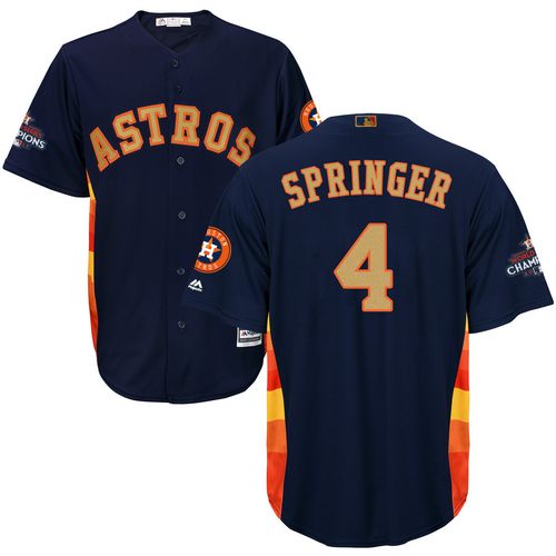 Astros #4 George Springer Navy Blue 2018 Gold Program Cool Base Stitched Youth MLB Jersey - Click Image to Close